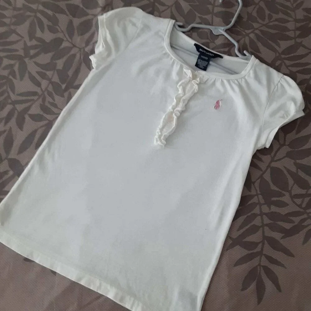 Ralph Lauren Ivory Ruffle Cap Sleeve Cotton Top size  8/10